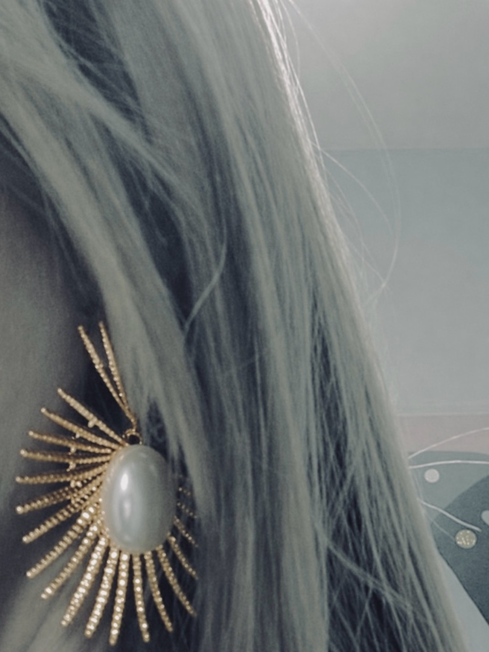 Zara Radiance Large Pearl Heart Crown Sunburst Beam Ray Regal Royal Gold Earring - Picture 14 of 14